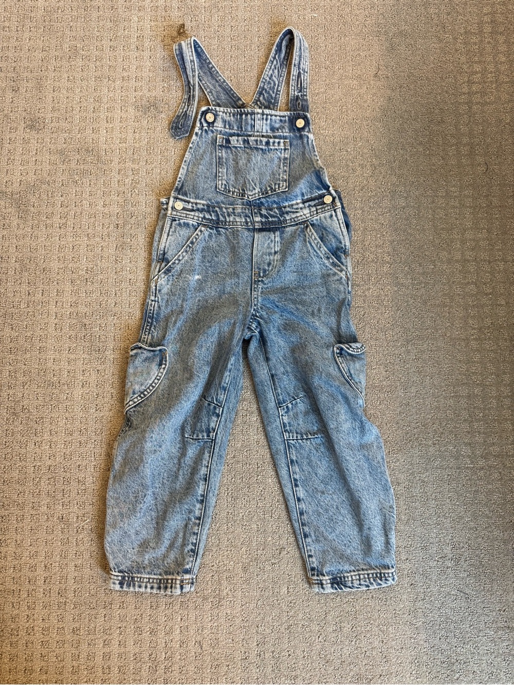 GAP Light Blue Denim Kids Barrel Overalls with Heart Pockets